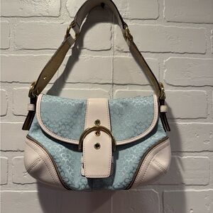 Coach Vintage SoHoY2K Blue Signature C canvas and White leather bag. 1457 Style